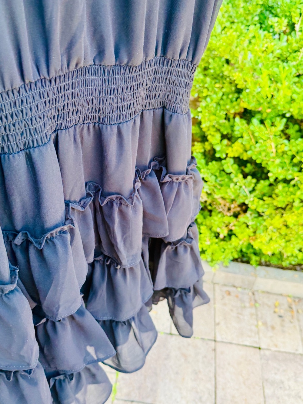 Black Tiered Ruffle Midi Dress